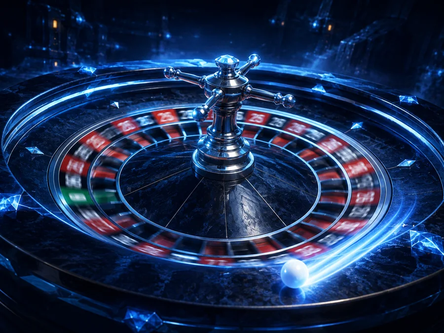 Futuristic roulette wheel in motion